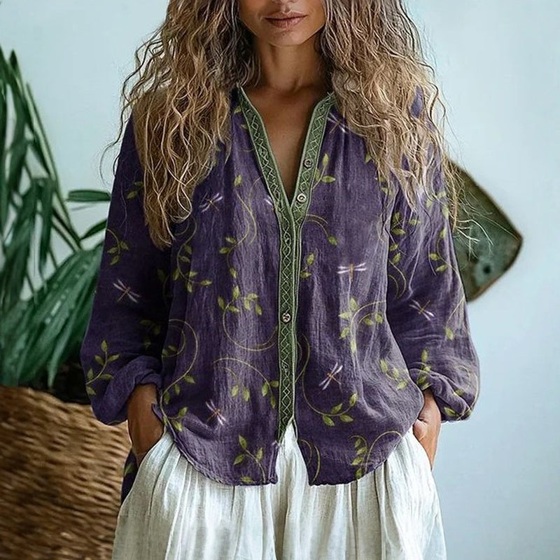 Rabella | Blusa Floral de Manga Larga con Corte Suelto