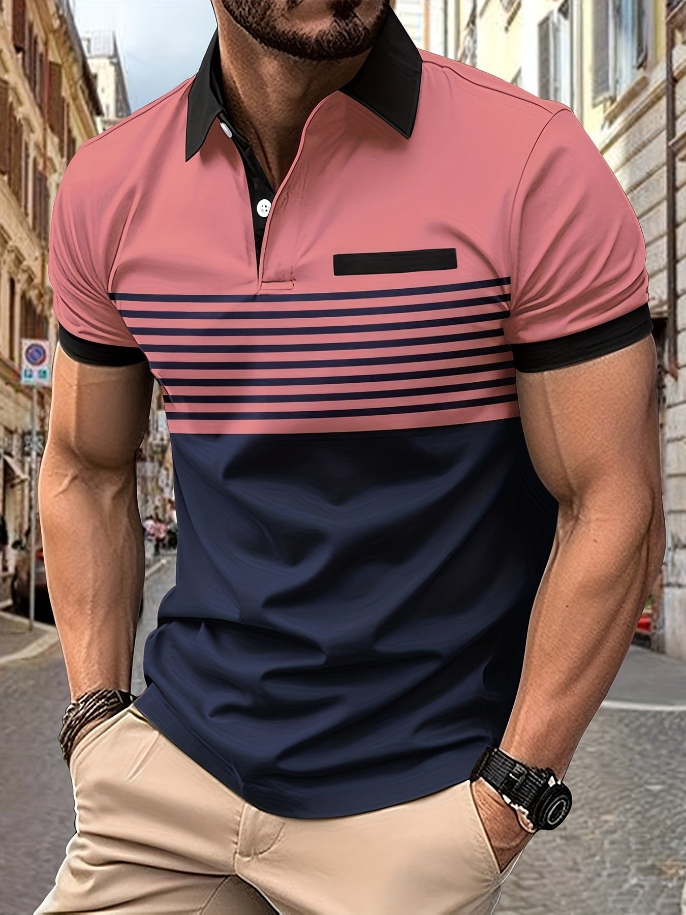 Rayan | Polo de hombre de manga corta a rayas para verano | Fresco
