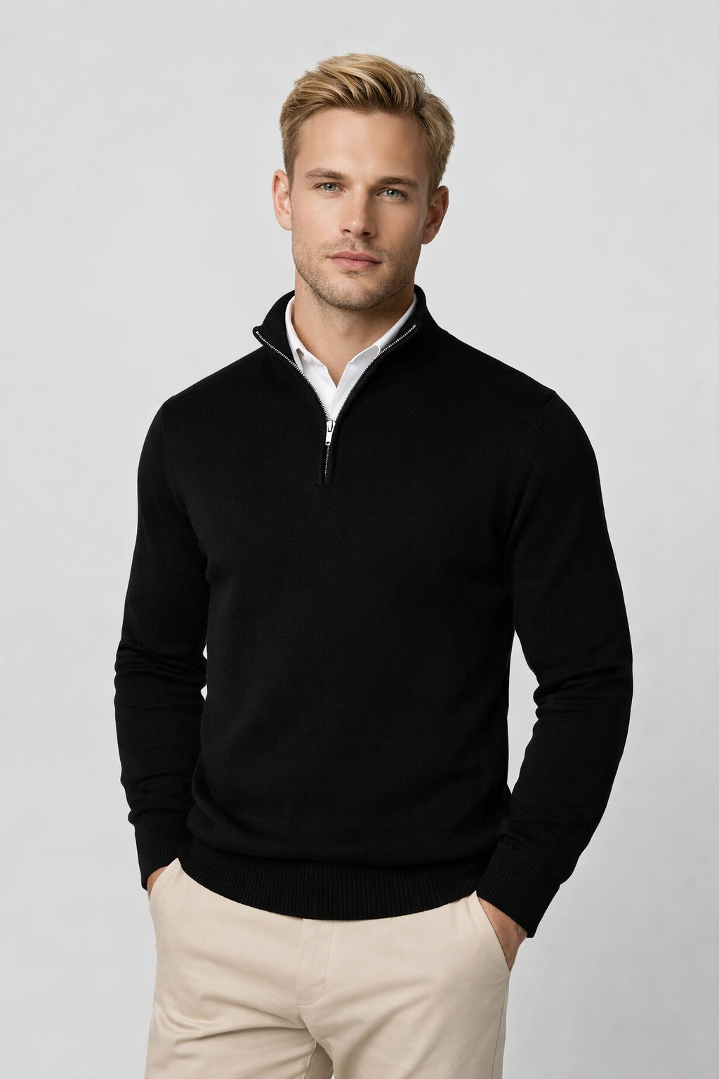 Velmior | Suéter para hombre con media cremallera y cuello alto