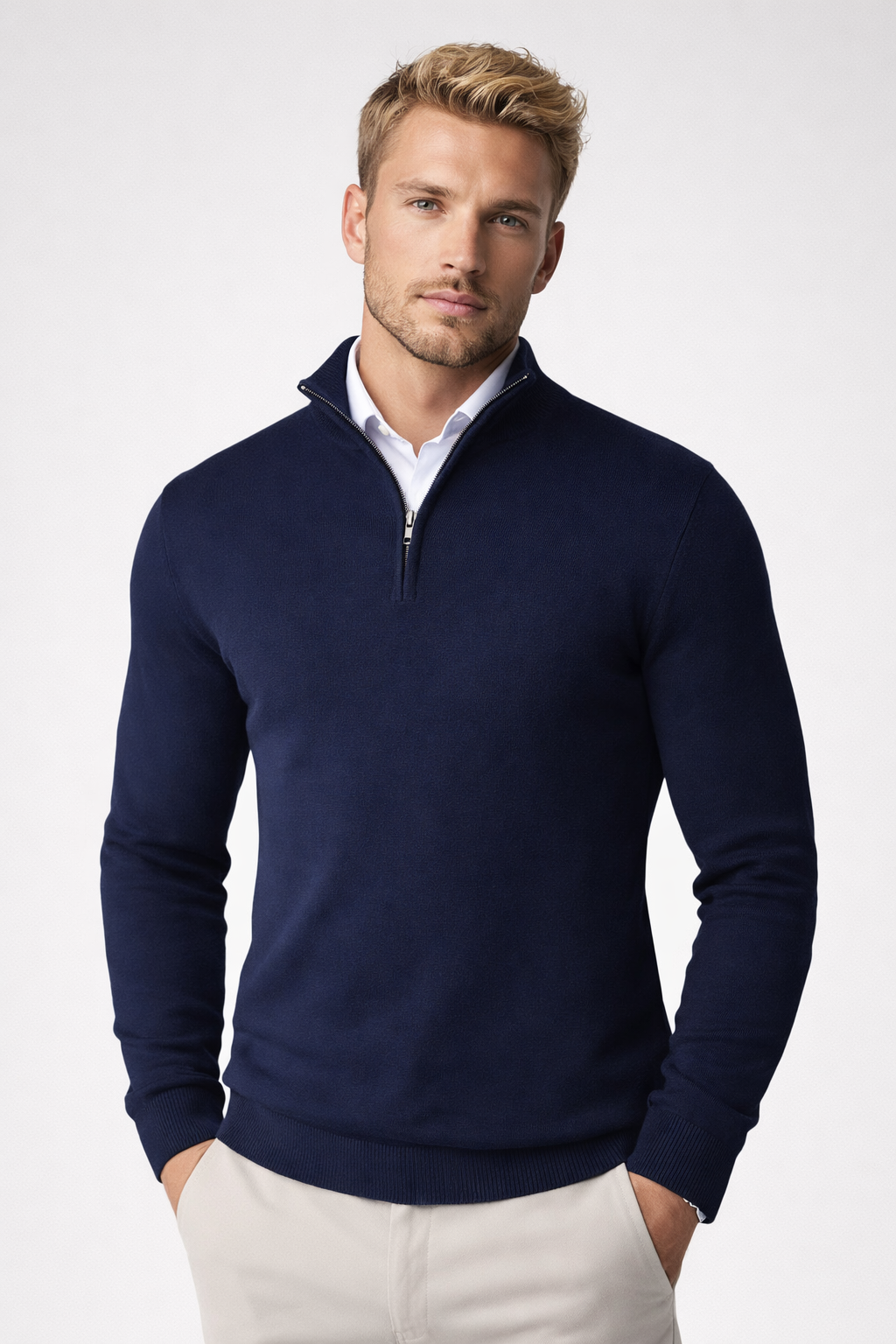 Velmior | Suéter para hombre con media cremallera y cuello alto