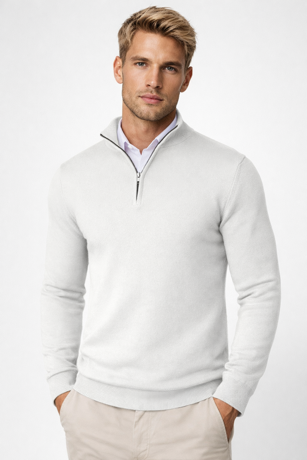 Velmior | Suéter para hombre con media cremallera y cuello alto