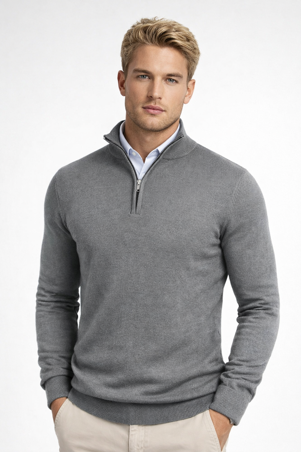Velmior | Suéter para hombre con media cremallera y cuello alto