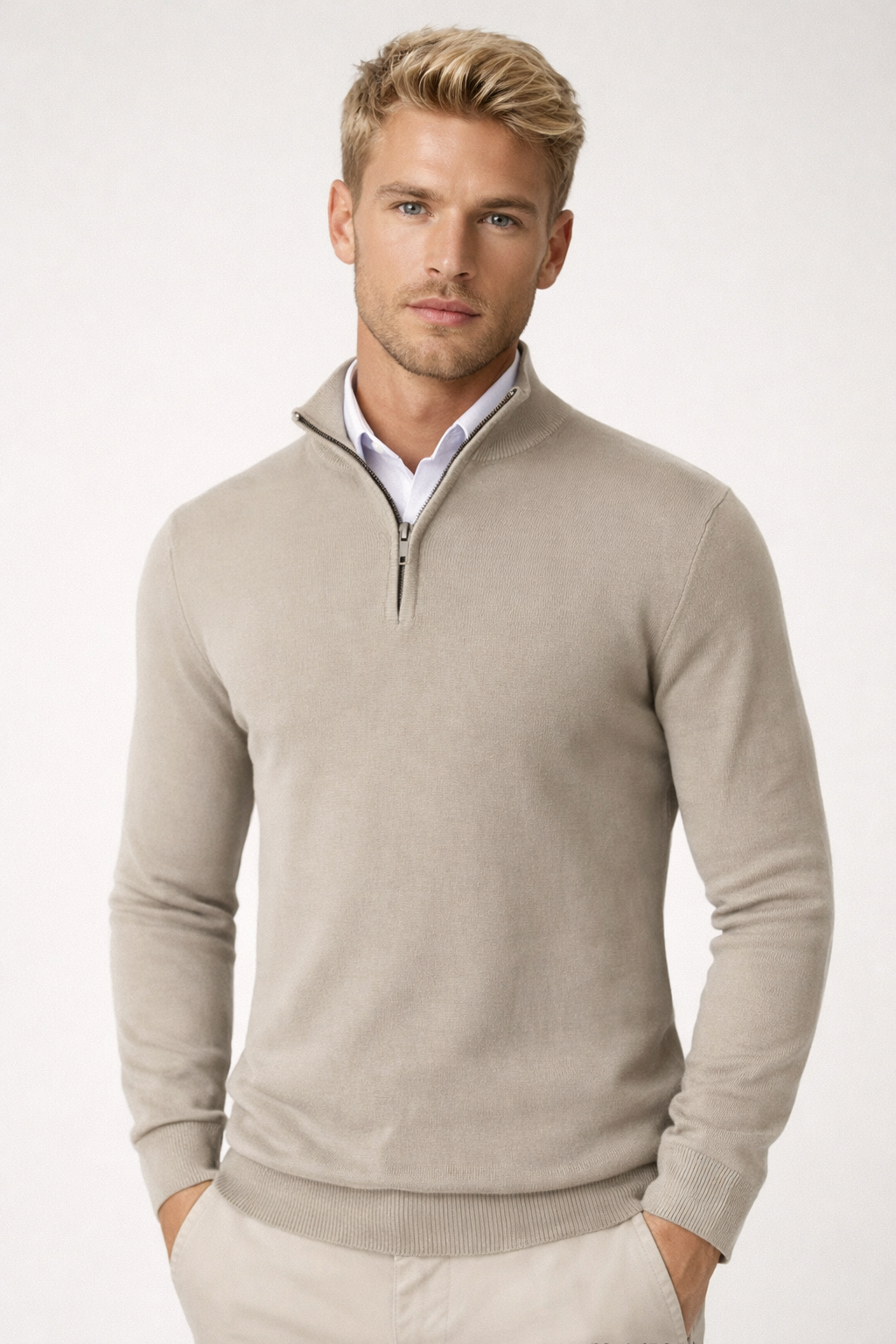 Velmior | Suéter para hombre con media cremallera y cuello alto