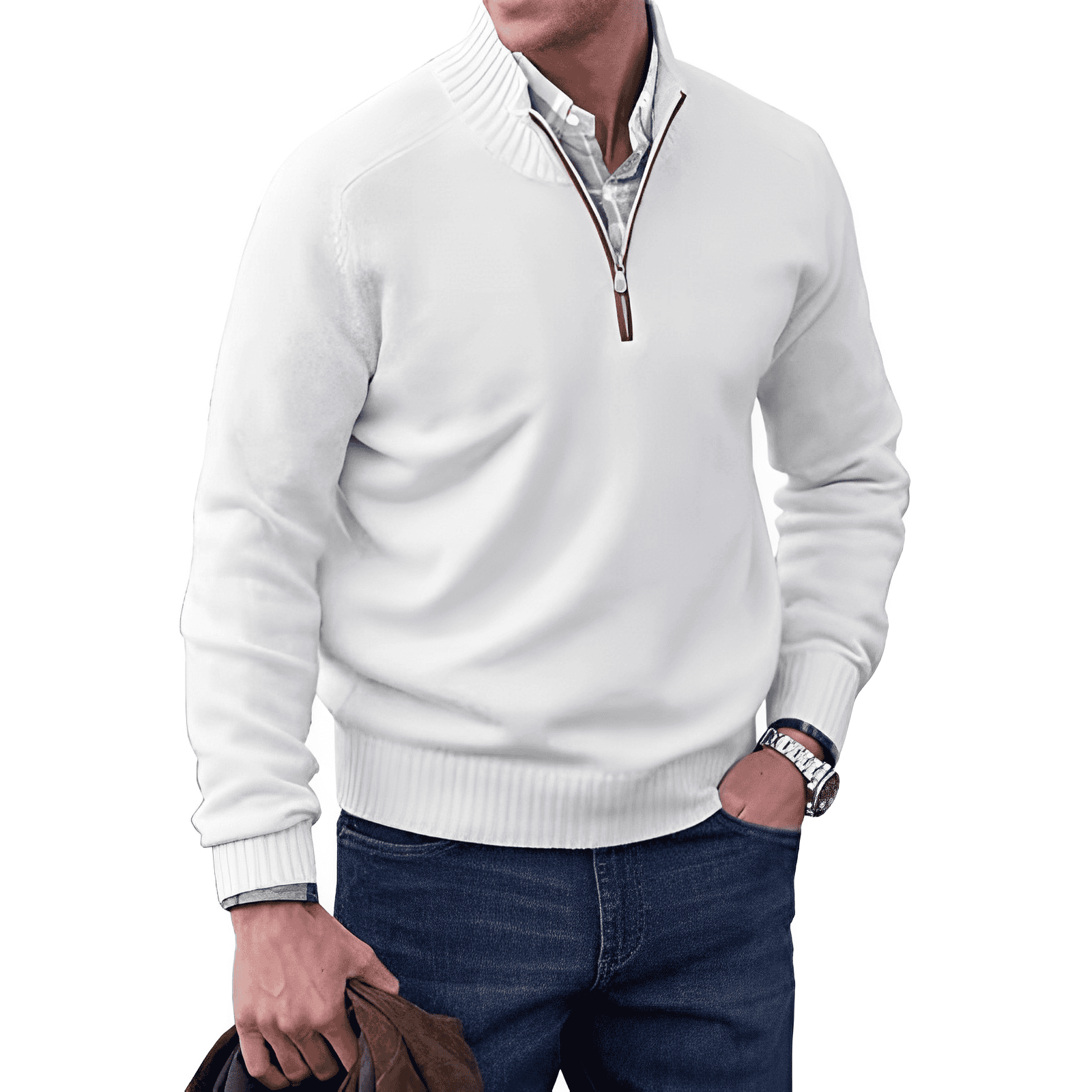 Julio | Jersey de punto casual con media cremallera para hombre