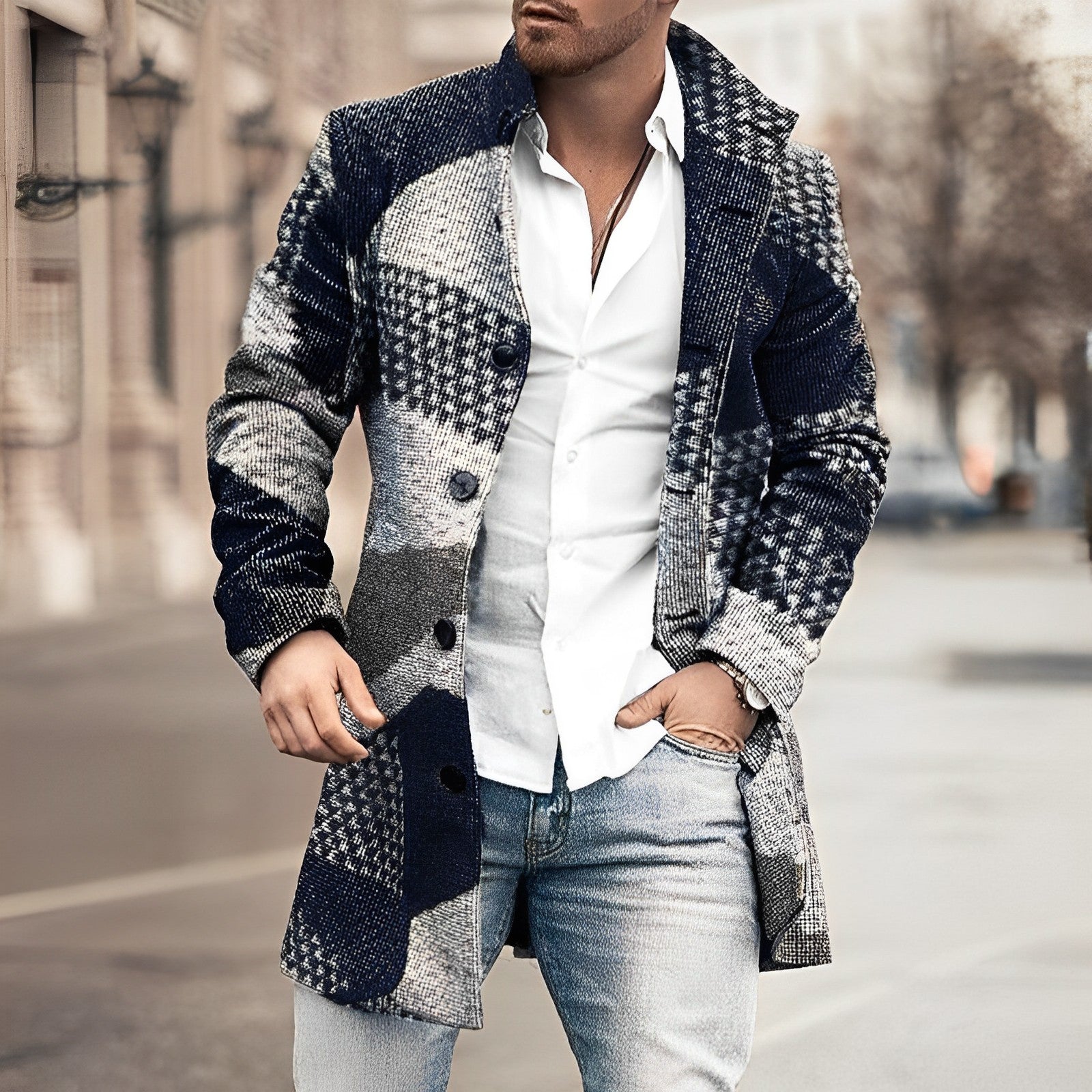 Diego | Abrigo largo con botones de estilo moderno para hombre