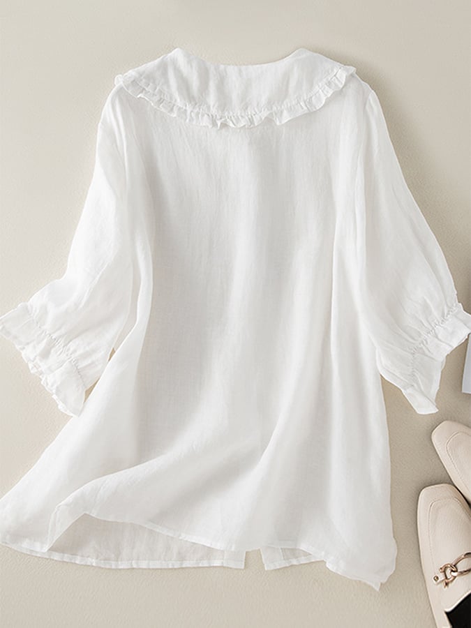 Zorelle | Blusa para mujer con cuello con volantes y manga tres cuartos