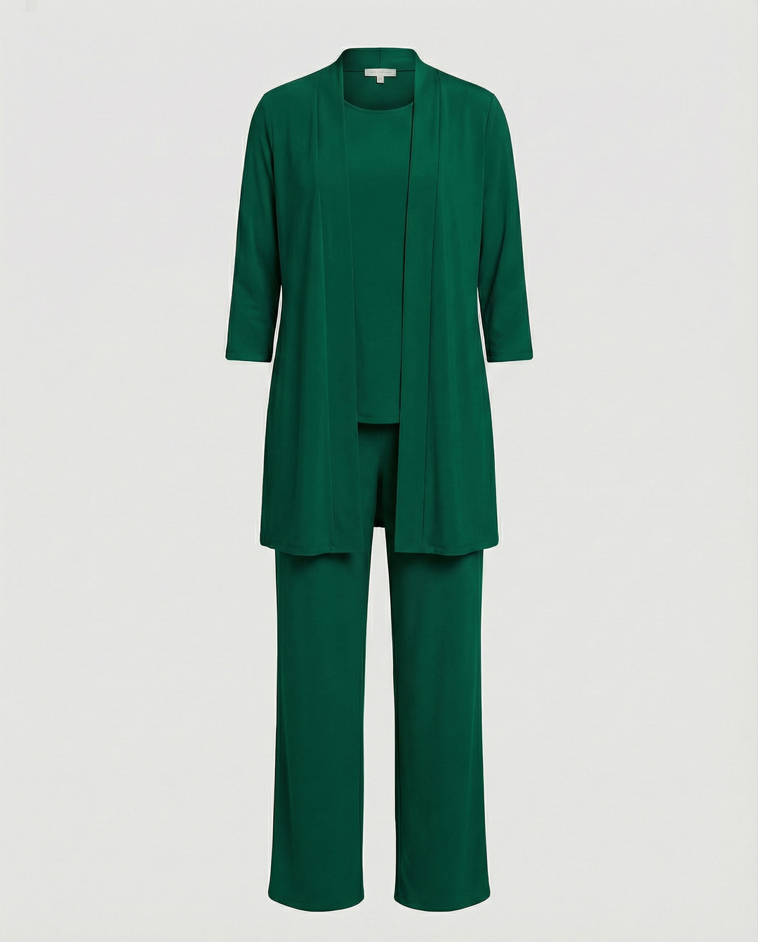 Florinda | Conjunto de tres piezas para mujer con duster y escote redondo | Elegante