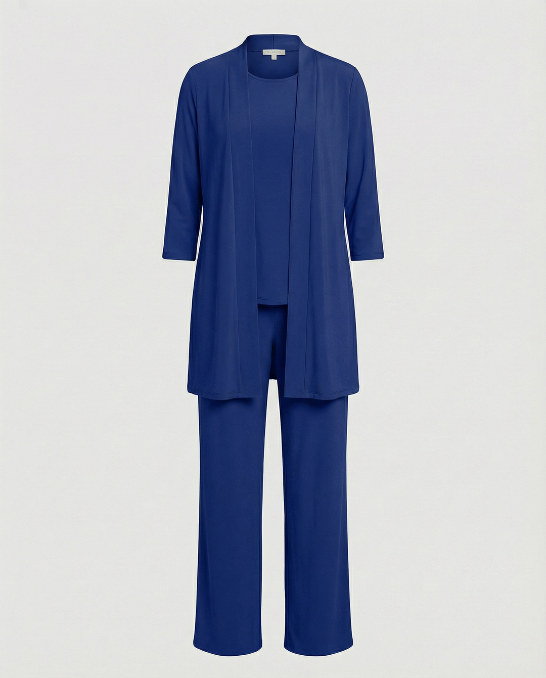 Florinda | Conjunto de tres piezas para mujer con duster y escote redondo | Elegante