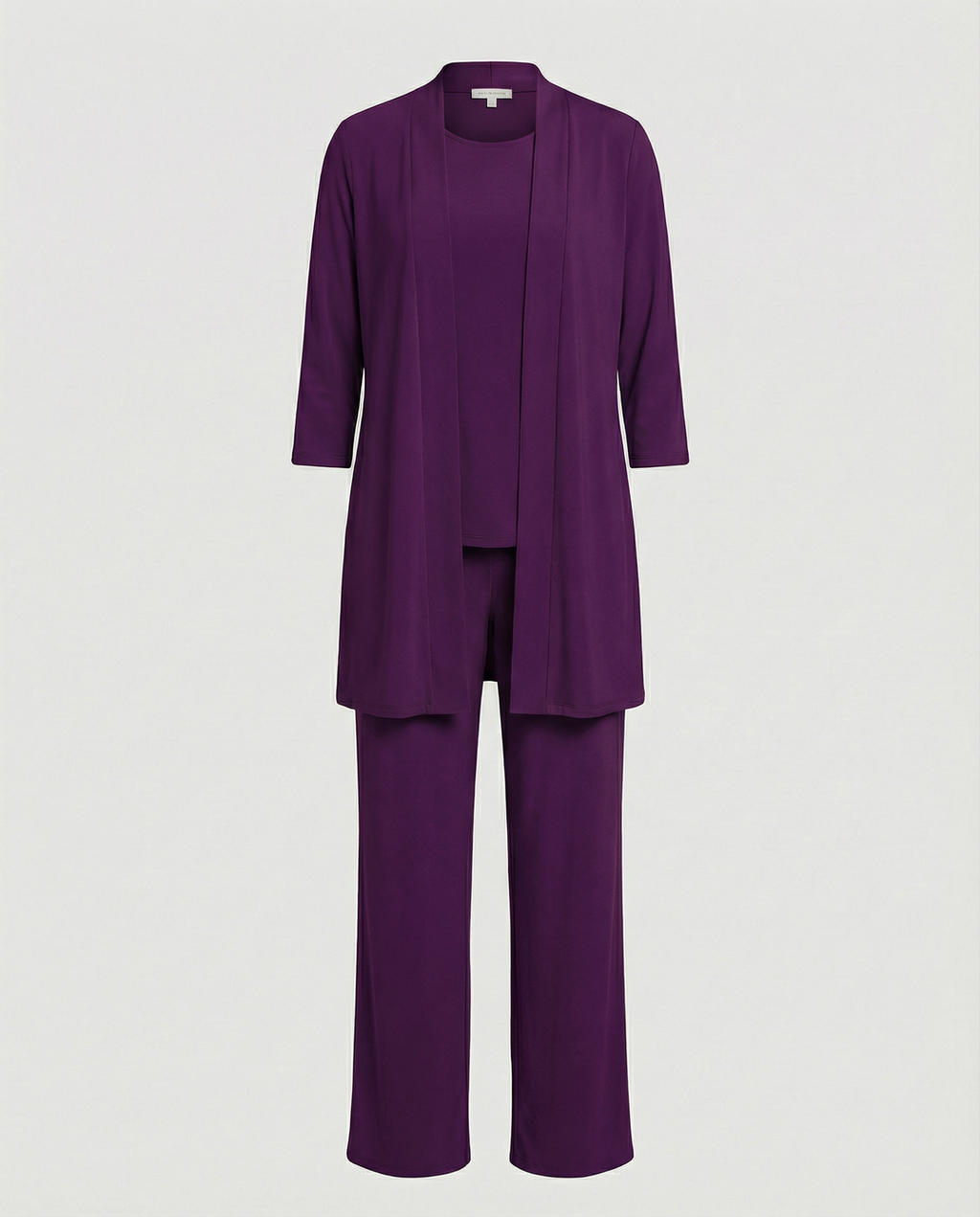 Florinda | Conjunto de tres piezas para mujer con duster y escote redondo | Elegante