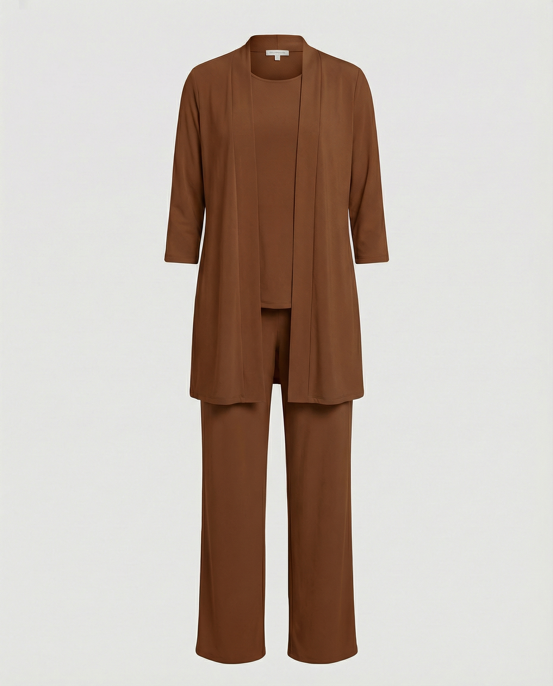 Florinda | Conjunto de tres piezas para mujer con duster y escote redondo | Elegante