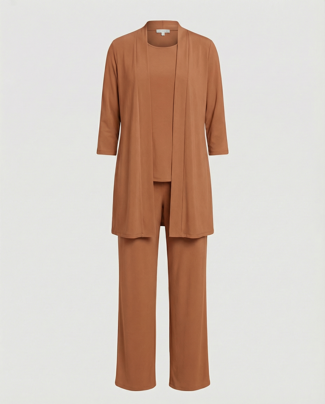 Florinda | Conjunto de tres piezas para mujer con duster y escote redondo | Elegante