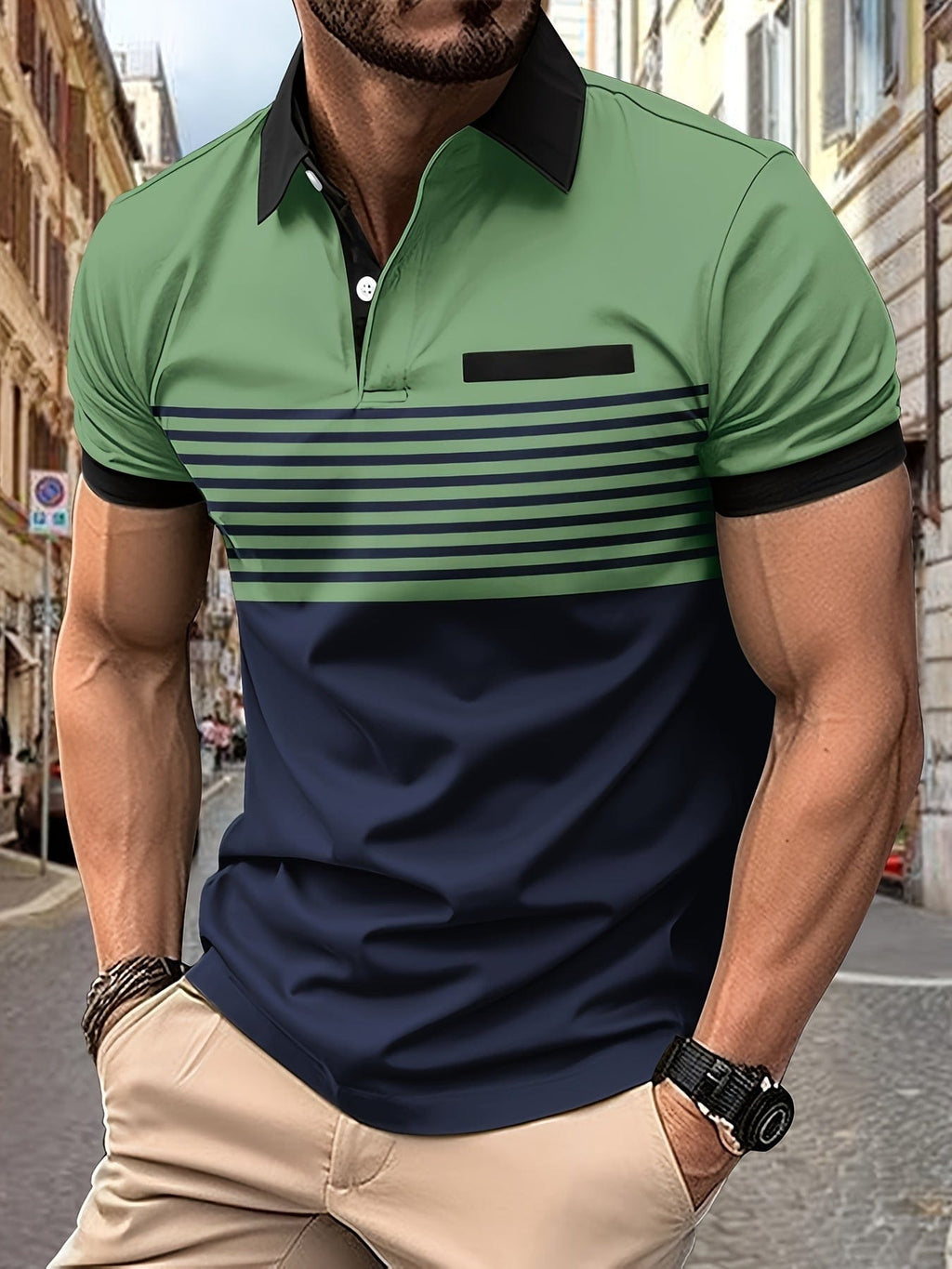 Rayan | Polo de hombre de manga corta a rayas para verano | Fresco