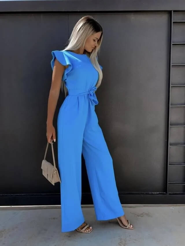 Yessica | Mono elegante para mujer con pantalón ancho y cinturón estilizador | Sofisticado