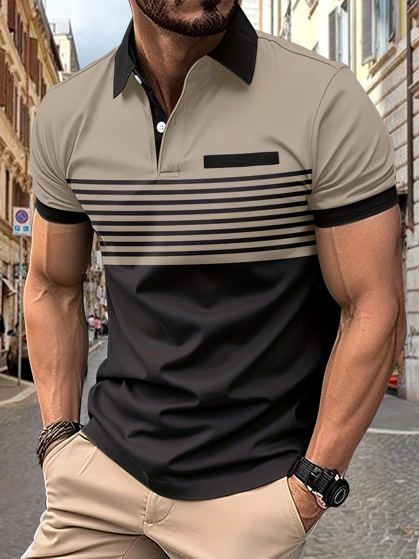 Rayan | Polo de hombre de manga corta a rayas para verano | Fresco