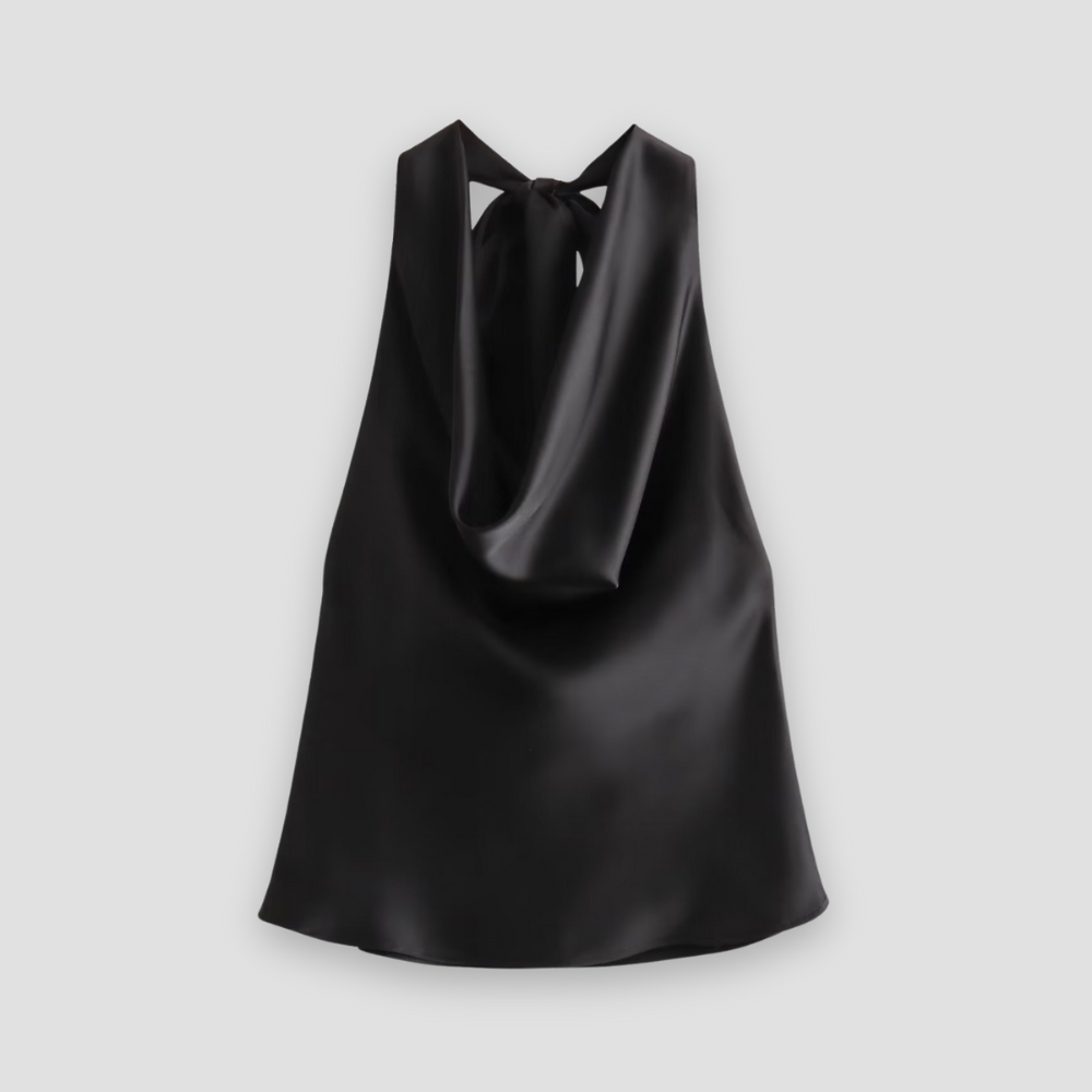 Arisenda | Top halter elegante de satén de mujer | Lazo