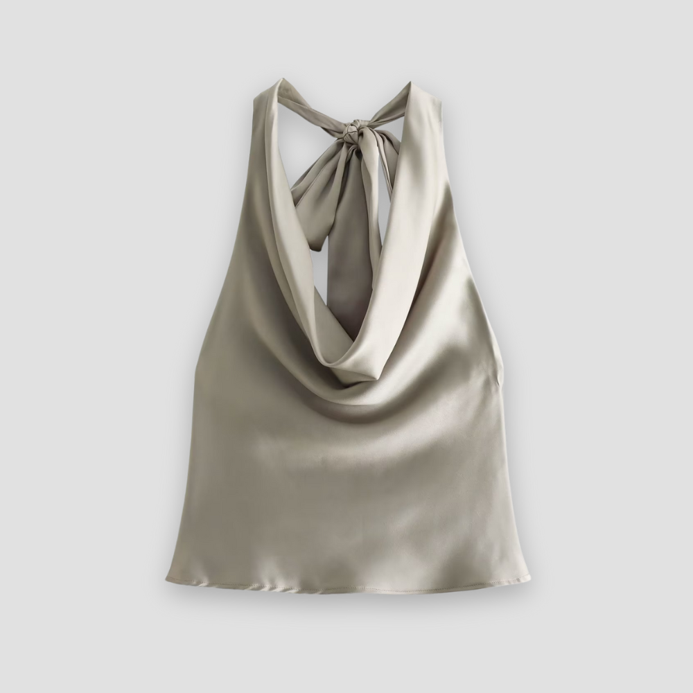 Arisenda | Top halter elegante de satén de mujer | Lazo