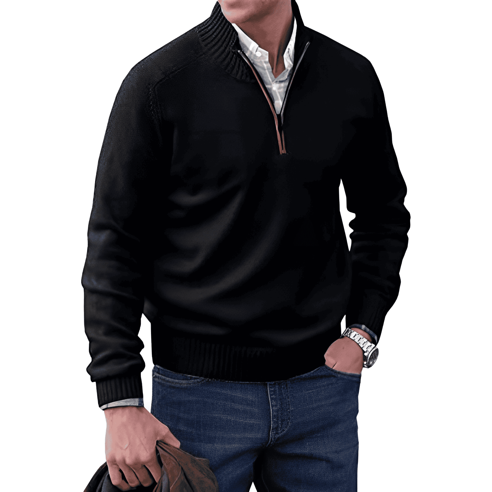 Julio | Jersey de punto casual con media cremallera para hombre