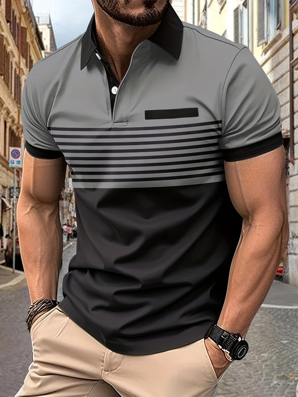 Rayan | Polo de hombre de manga corta a rayas para verano | Fresco