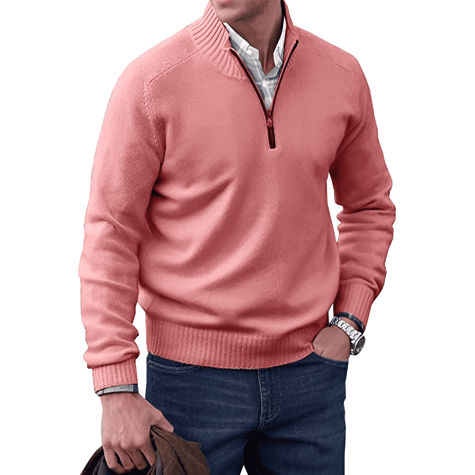 Julio | Jersey de punto casual con media cremallera para hombre