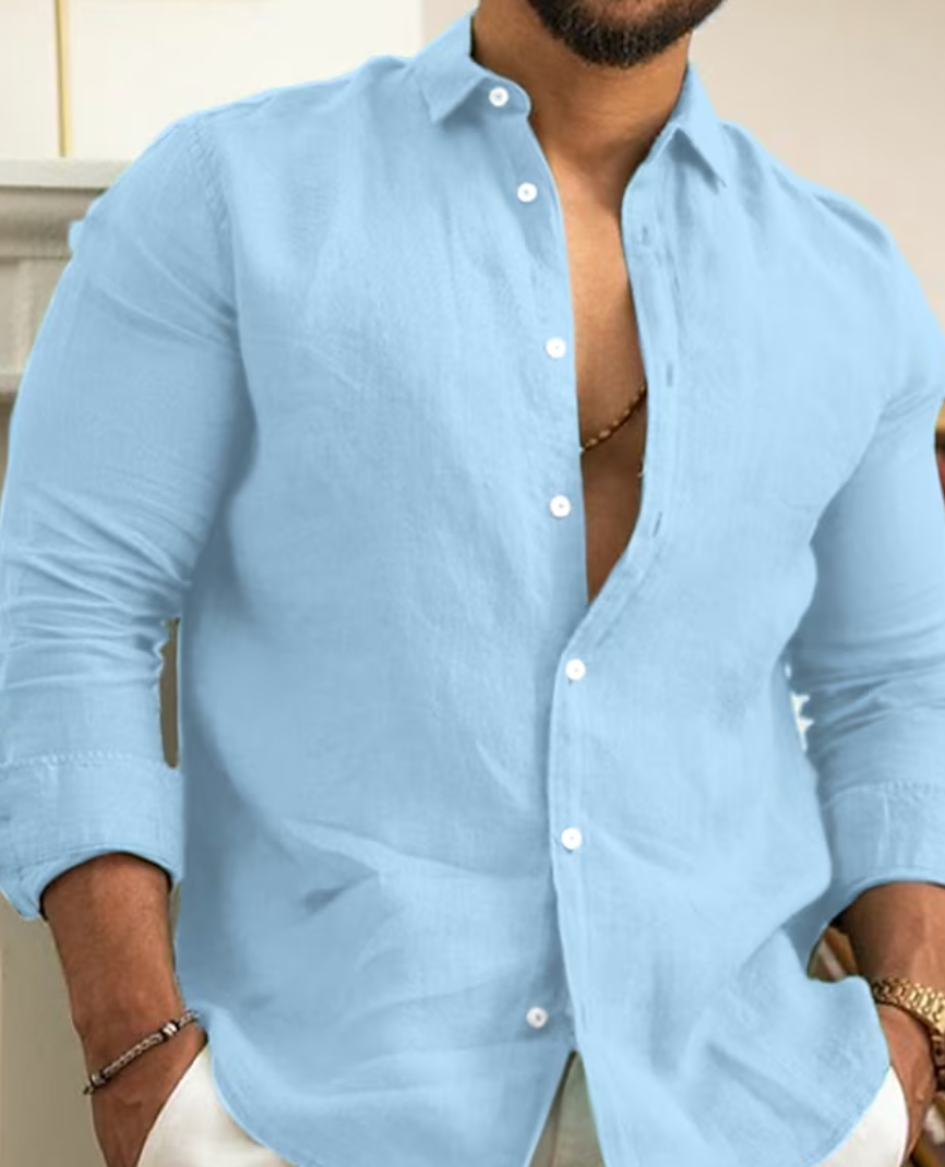 Joel | Camisa ligera de lino para hombre de manga larga | Transpirable