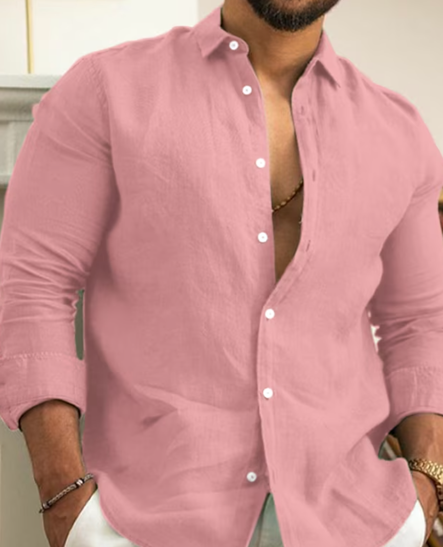 Joel | Camisa ligera de lino para hombre de manga larga | Transpirable