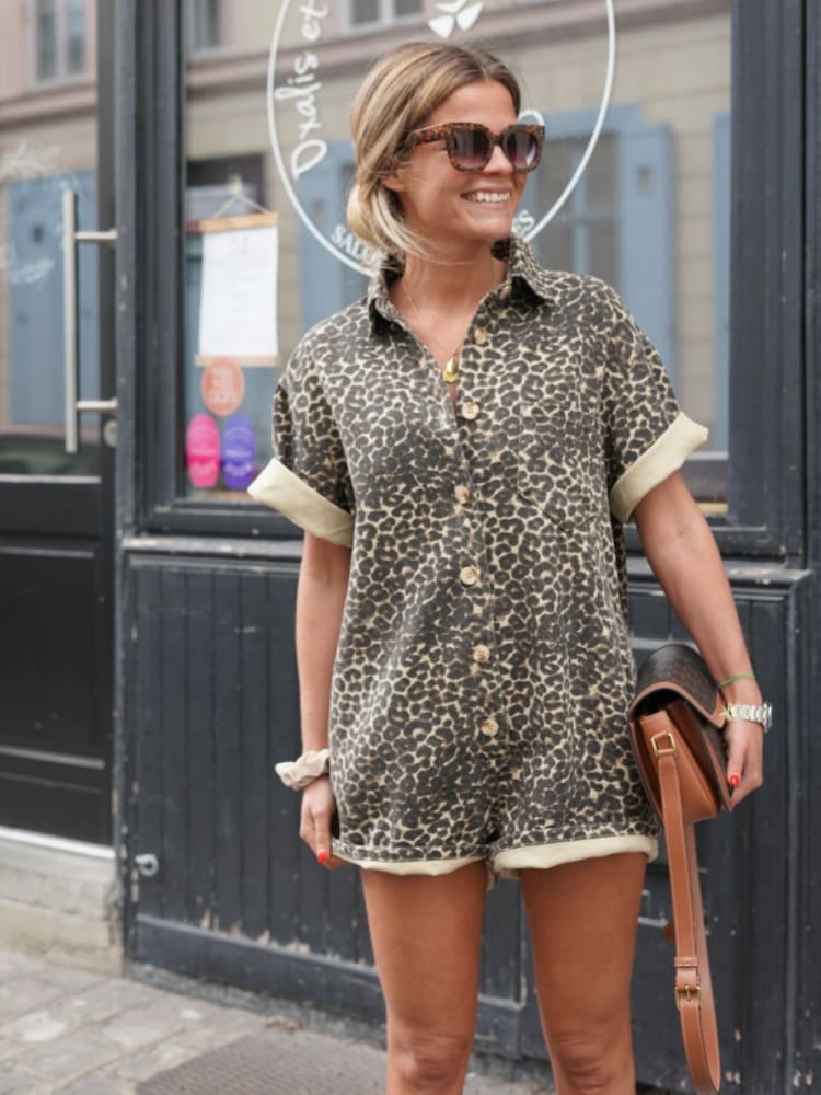 Melisa | Mono corto de mujer con estampado de leopardo