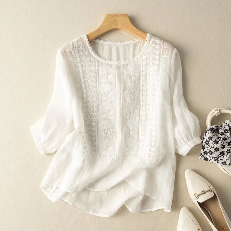 Zorione | Blusa veraniega chic con bordados para mujer