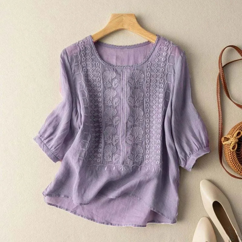 Zorione | Blusa veraniega chic con bordados para mujer
