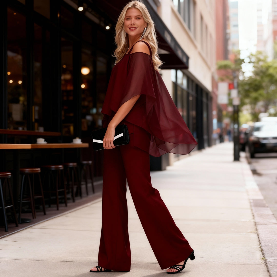 Casimira | Conjunto moderno para mujer con top en capas y pantalones anchos | Refinado