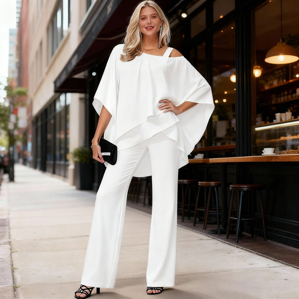 Casimira | Conjunto moderno para mujer con top en capas y pantalones anchos | Refinado