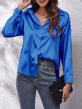 Kaleth | Camisa fluida de satén para mujer con manga larga y botones | Elegante