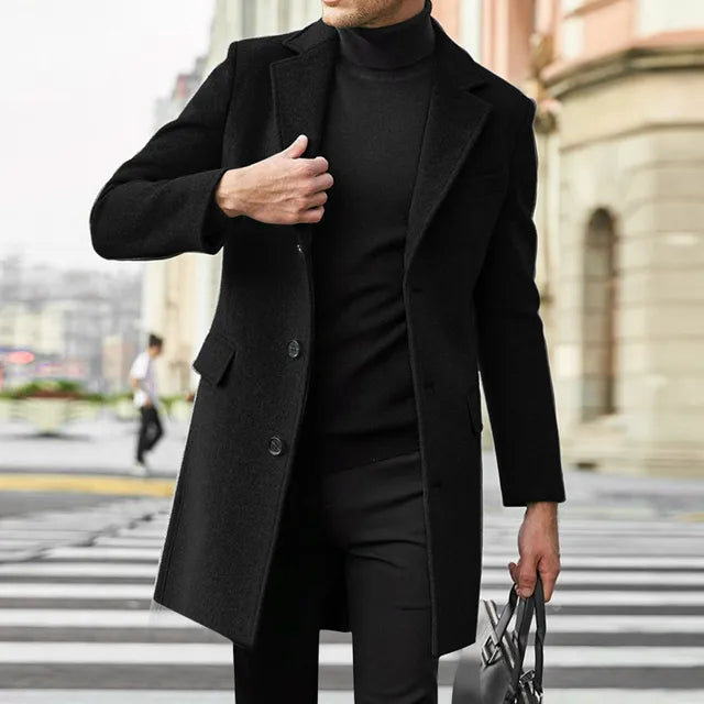Abrigo de Invierno para Hombre de Mezcla de Lana