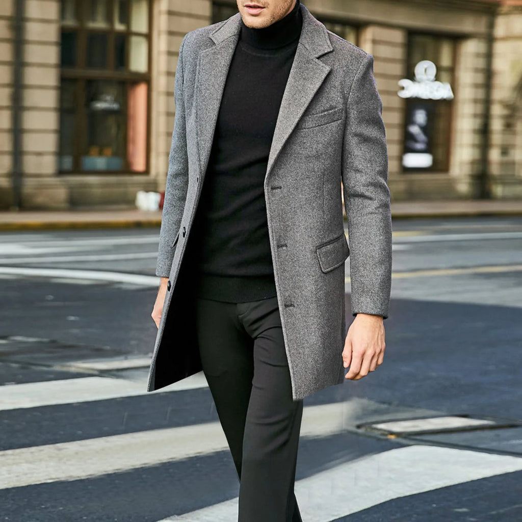 Abrigo de Invierno para Hombre de Mezcla de Lana