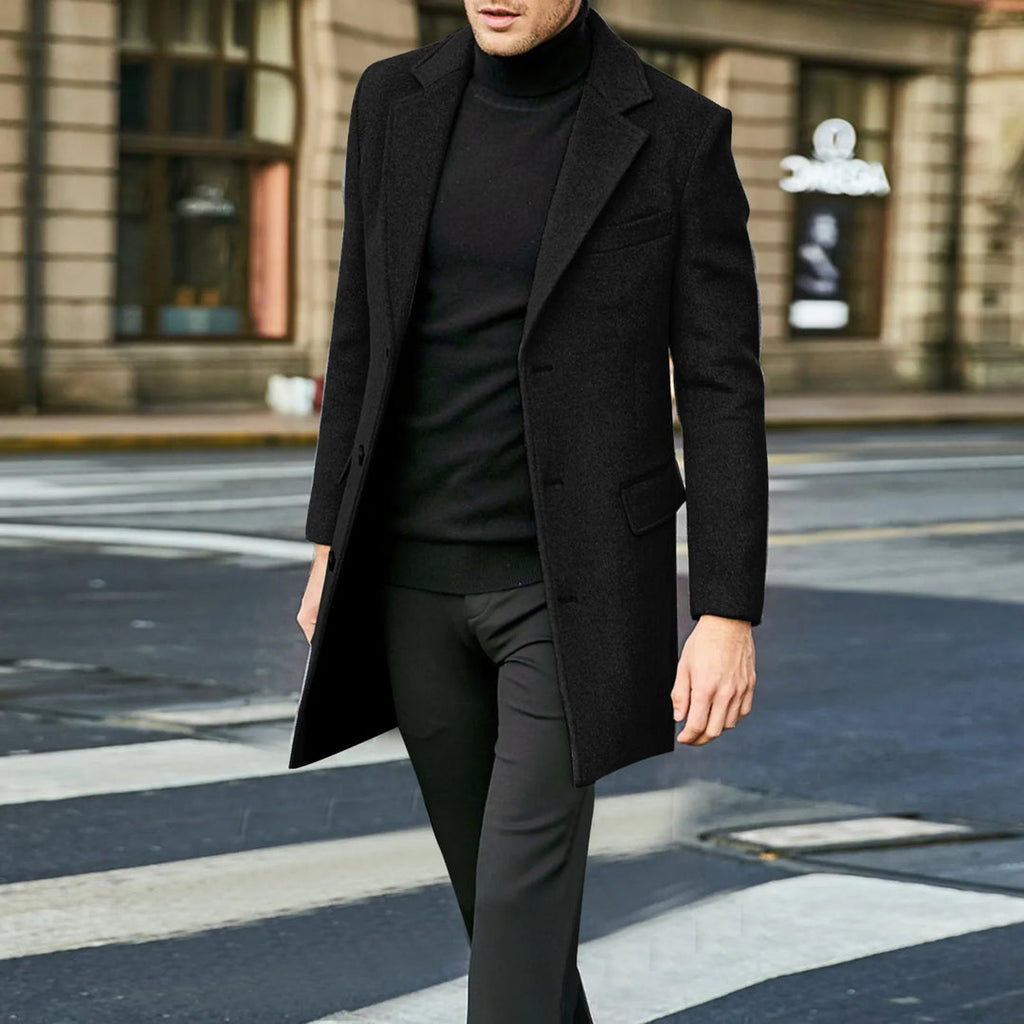 Abrigo de Invierno para Hombre de Mezcla de Lana