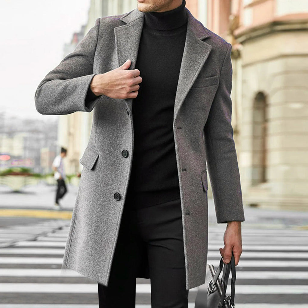 Abrigo de Invierno para Hombre de Mezcla de Lana