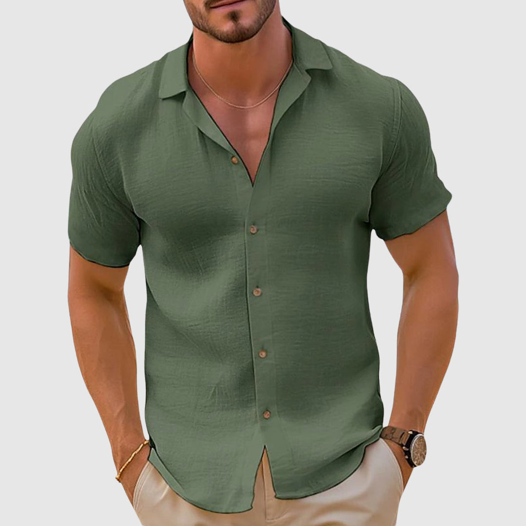 Fernando | Camisa de lino de hombre de manga corta para verano