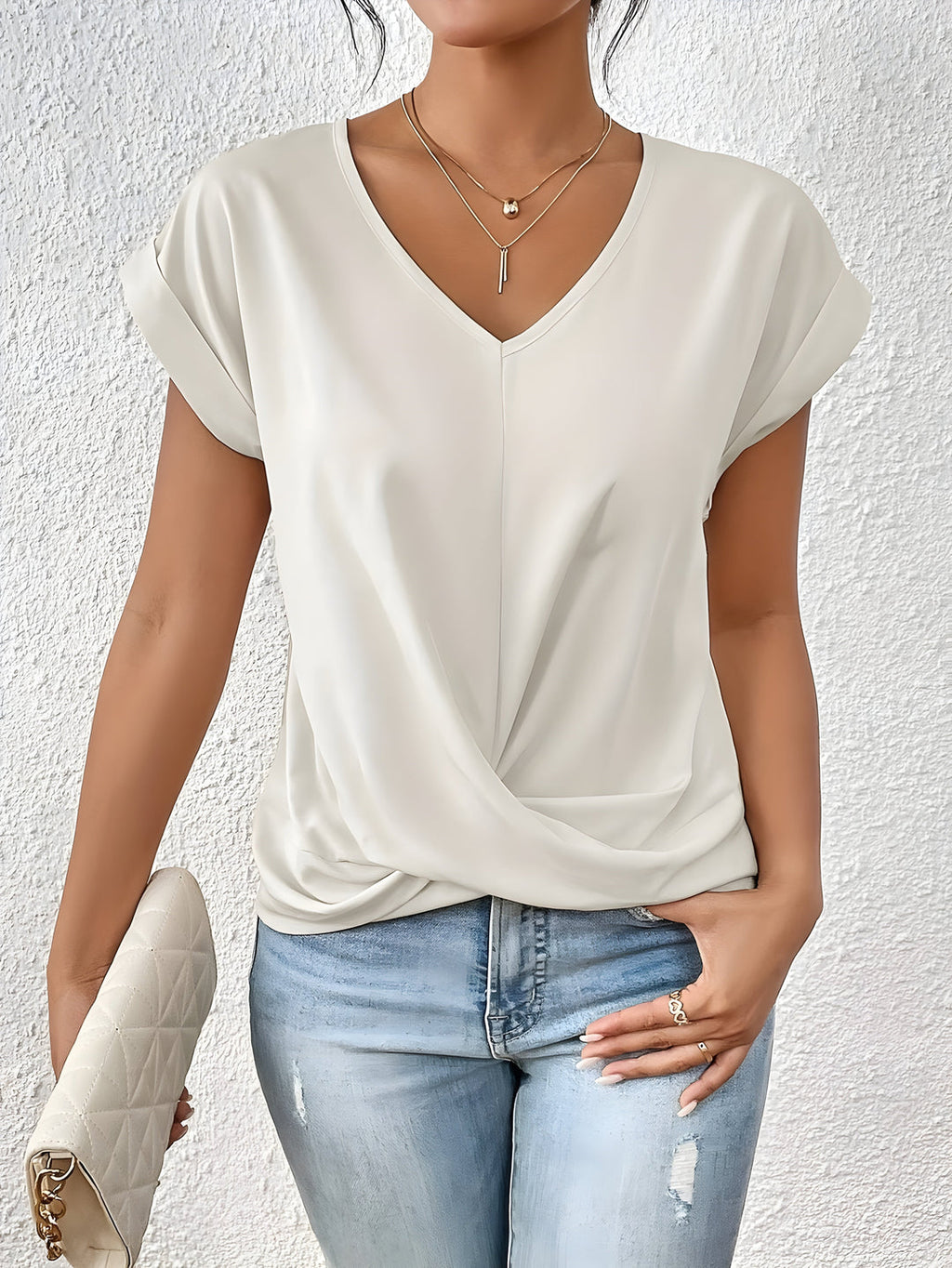 Rut | Top con nudo frontal y escote en V para mujer