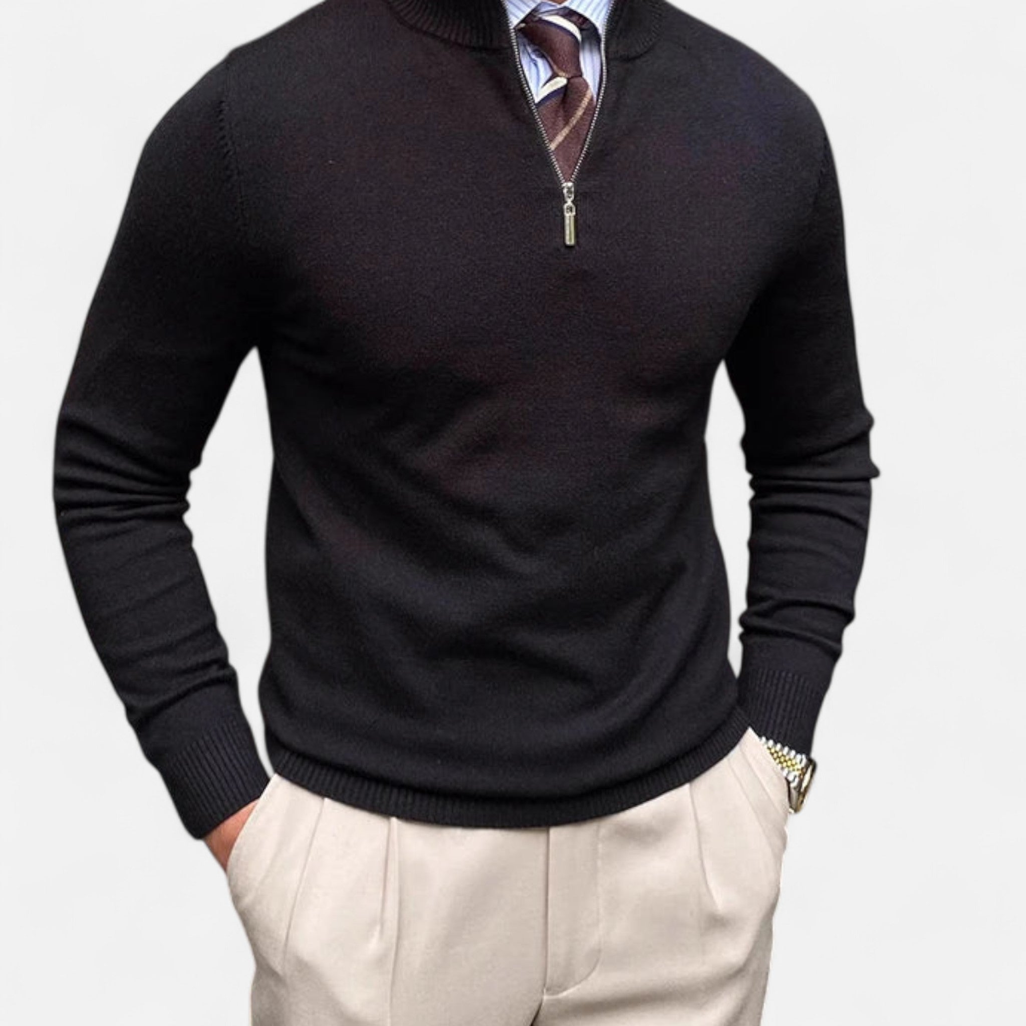 Teo | Jersey de primavera para hombre elegante con medio cierre