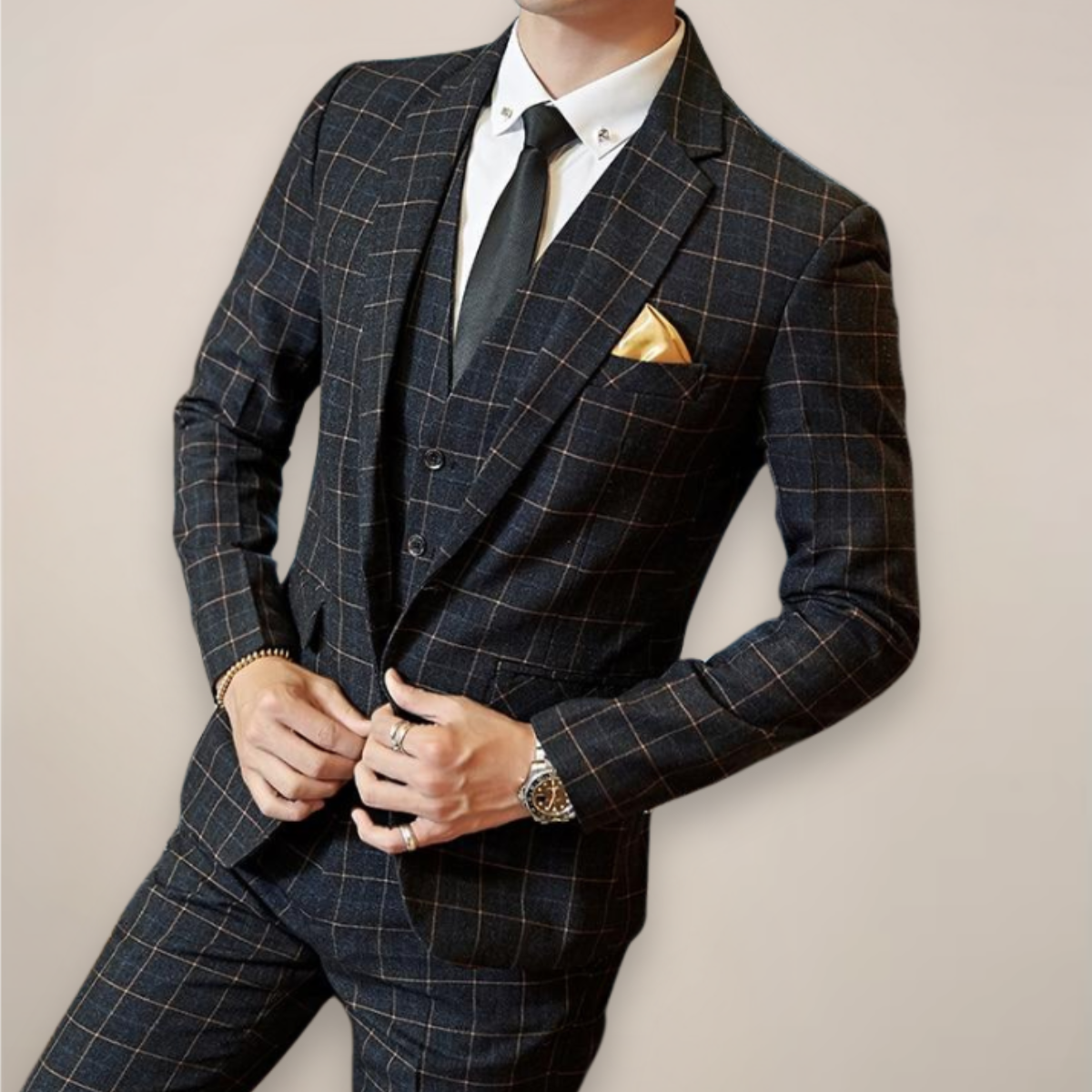 Darío | Traje de tres piezas de cuadros para hombre de primavera