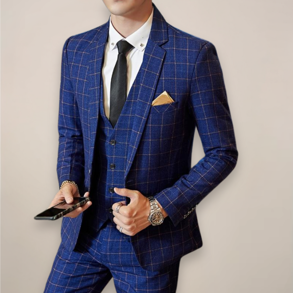 Darío | Traje de tres piezas de cuadros para hombre de primavera