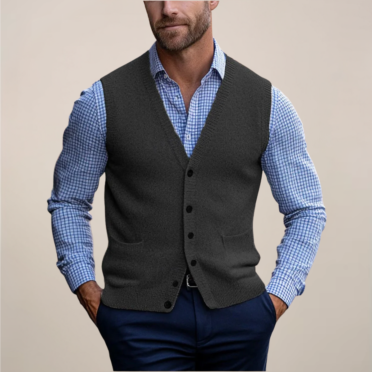 Nereo | Chaleco clásico de primavera con botones para hombre