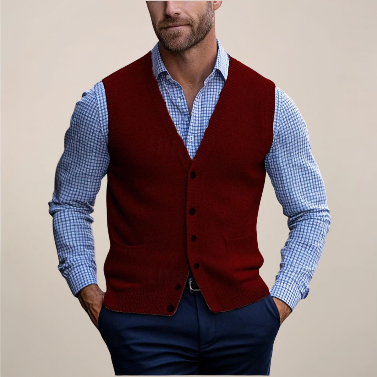 Nereo | Chaleco clásico de primavera con botones para hombre