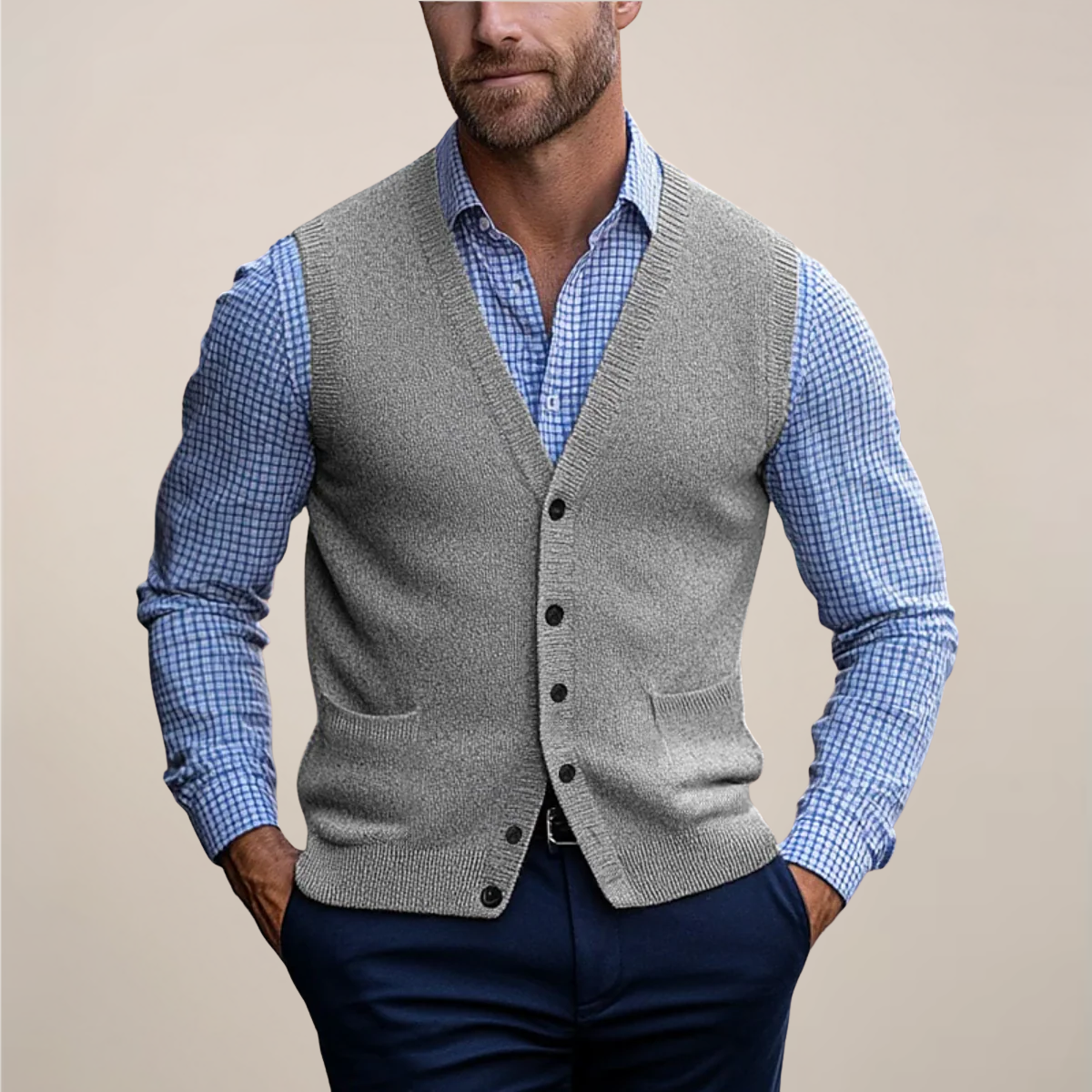 Nereo | Chaleco clásico de primavera con botones para hombre
