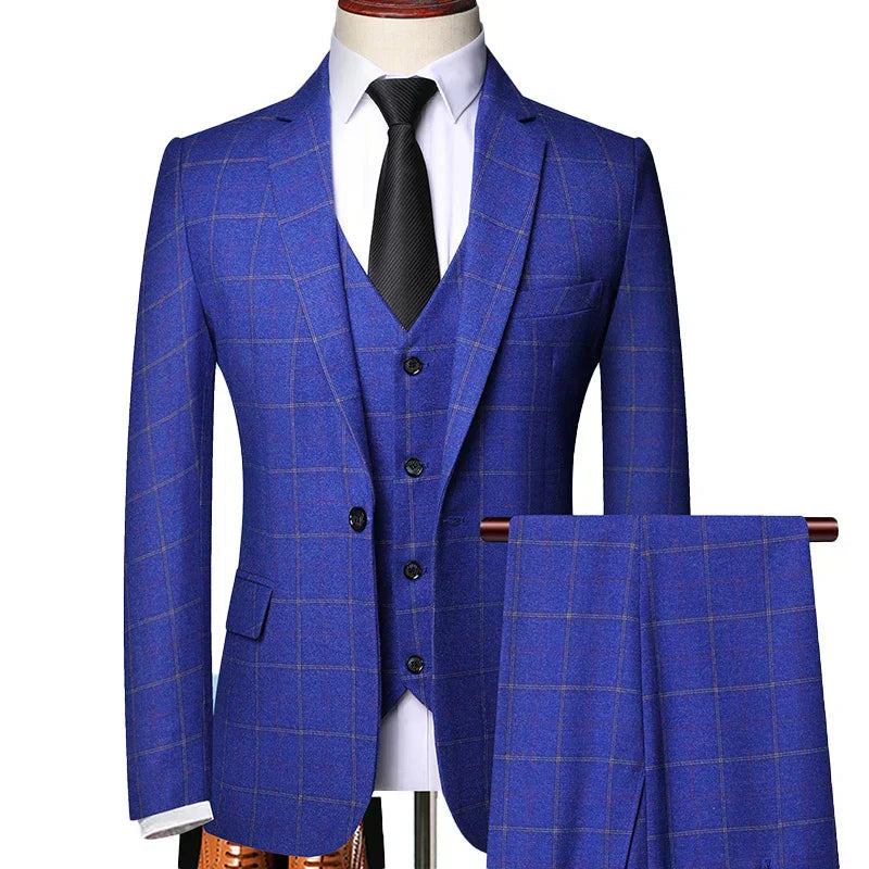 Damián | Traje de primavera para hombre de tres piezas con cuadros finos