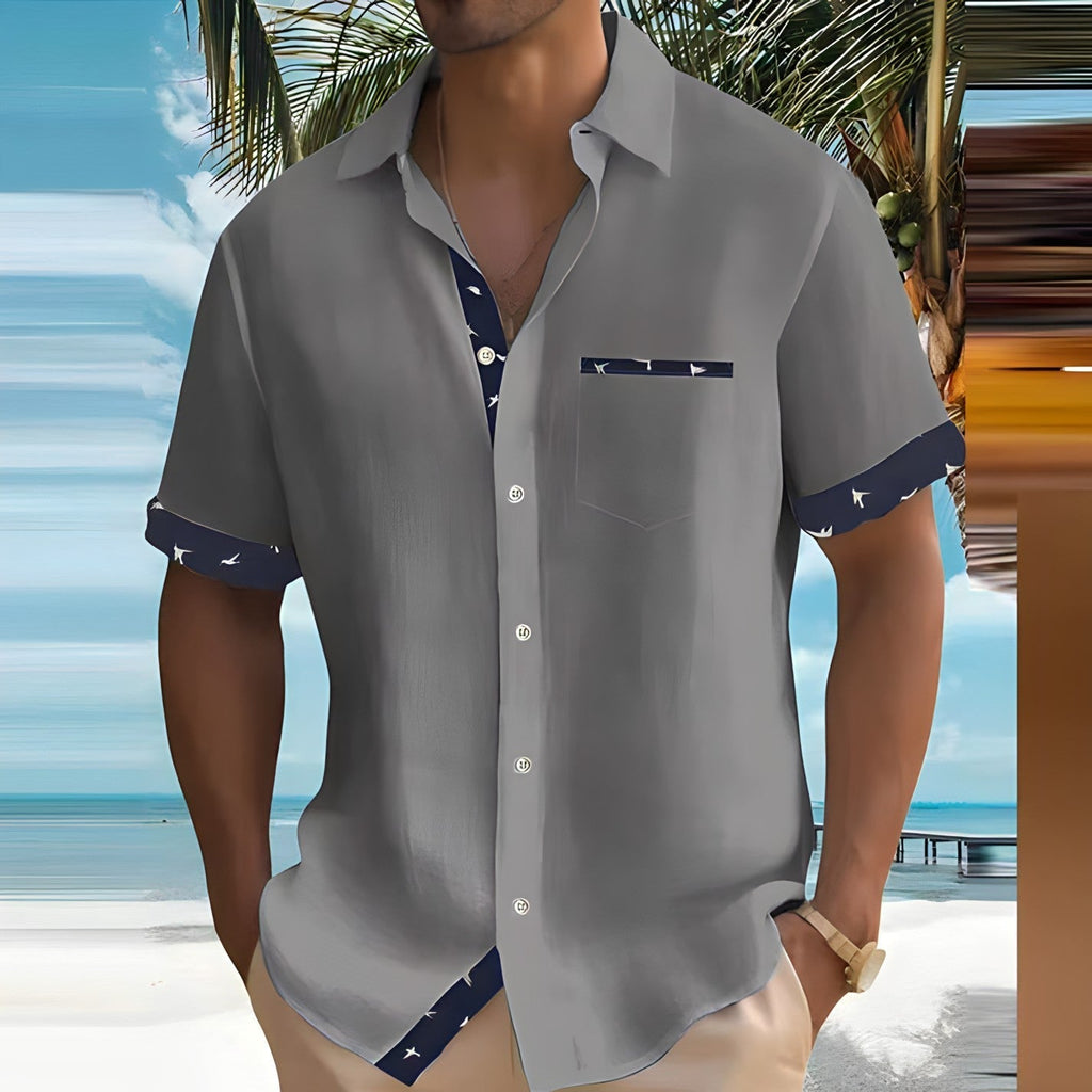 Silverio | Camisa casual para hombre con ribete en contraste | Fresca
