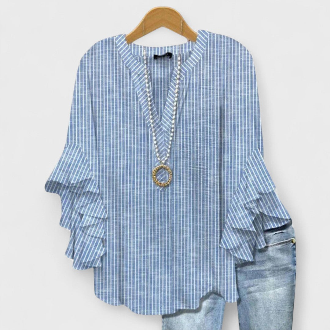 Selia | Blusa Floral con Manga Acampanada y Corte Suelto para Mujer