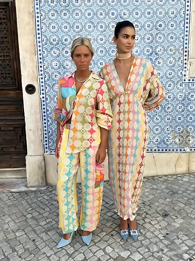 Lina | Conjunto casual de invierno para mujer de dos piezas colorido