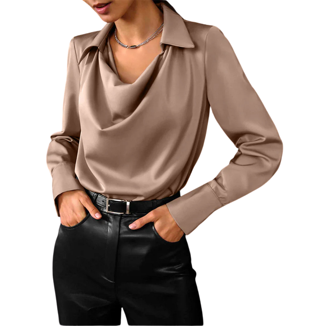 Ona | Blusa moderna de satén con manga larga para mujer