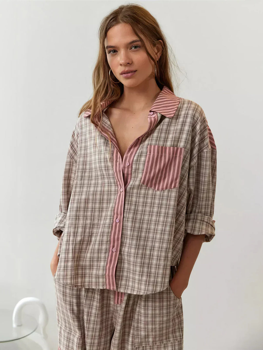 Selena | Conjunto de mujer de primavera a cuadros de dos piezas