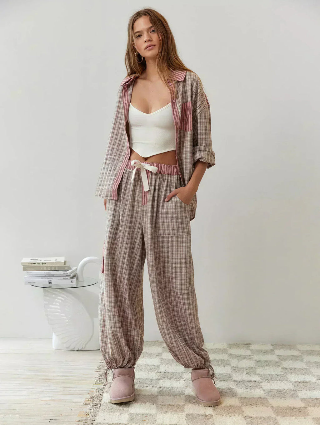 Selena | Conjunto de mujer de primavera a cuadros de dos piezas